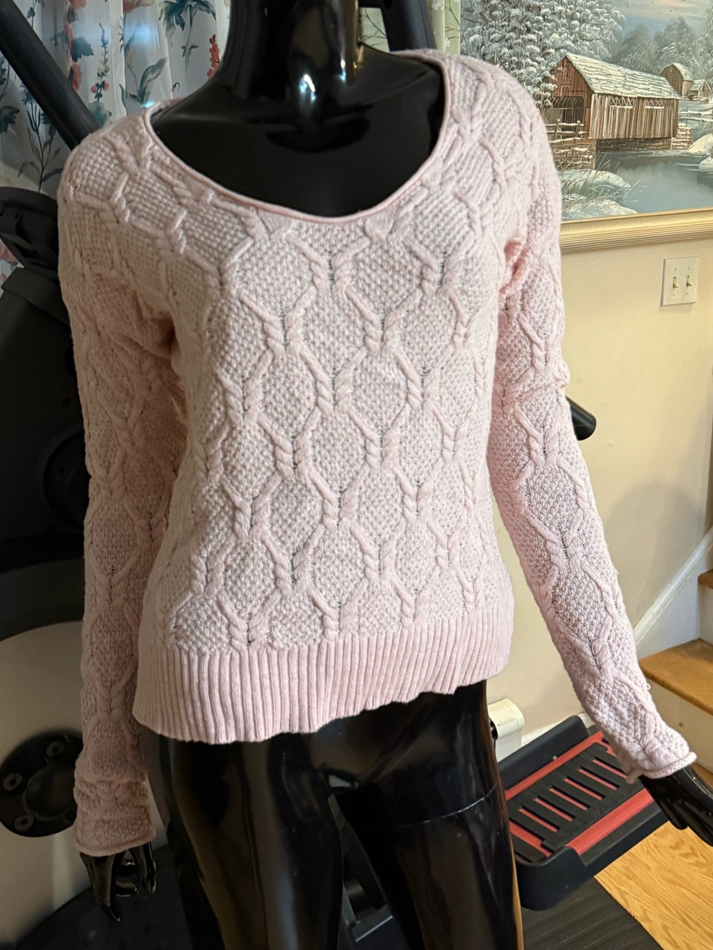 GAP Light Pink Cable V-Neck Sweater